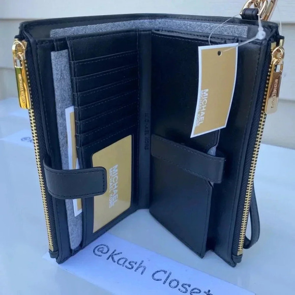 Michael Kors MK Double Zip Phone Wristlet/Wallet - Black Multi - Picture 5 of 8